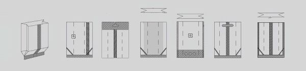Przykładowe schematy worka z fałdą boczną. Przykładowe schematy worka z fałdą boczną.